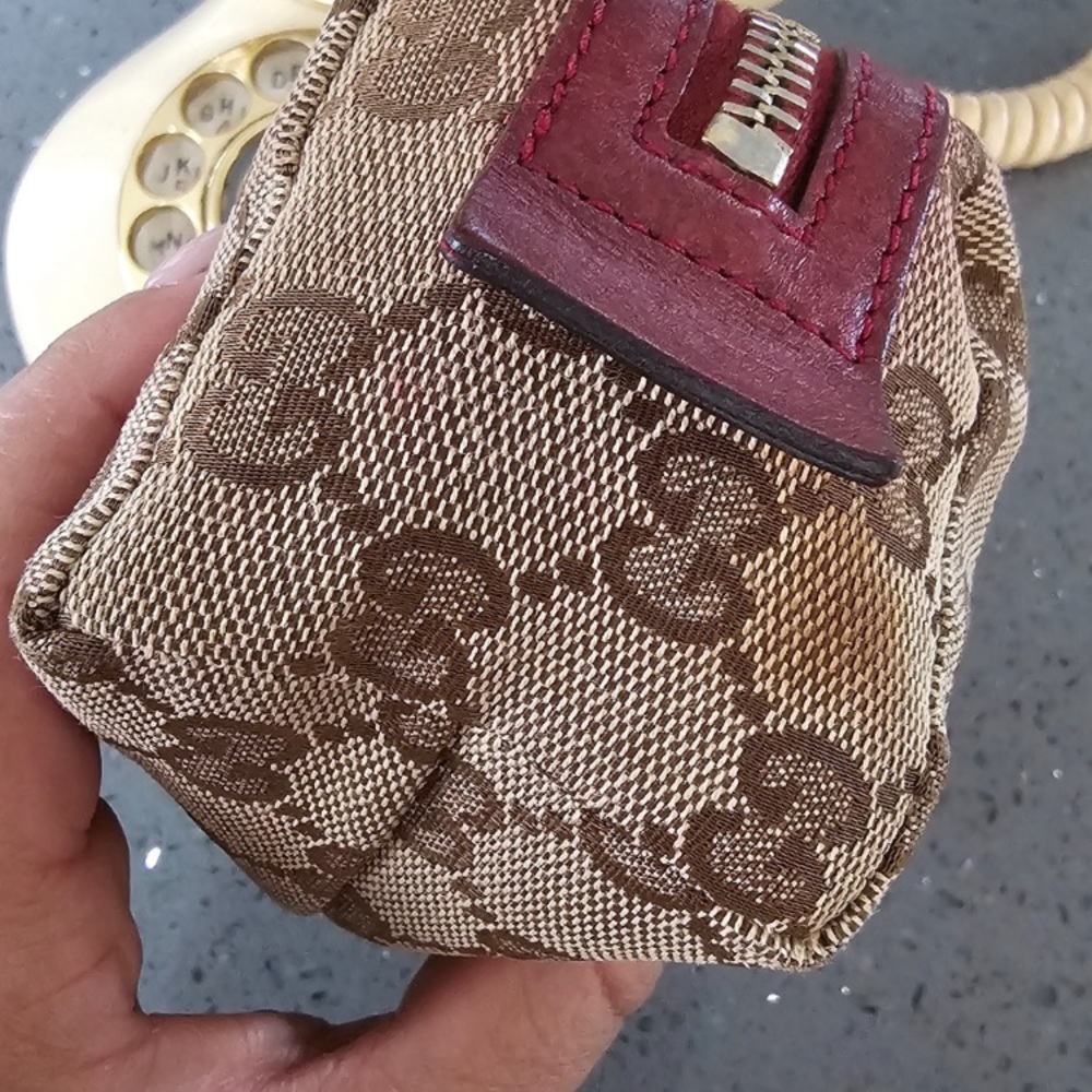 GUC Gucci GG Canvas Cosmetic Pouch Vanity Blown Red - Picture 13 of 14